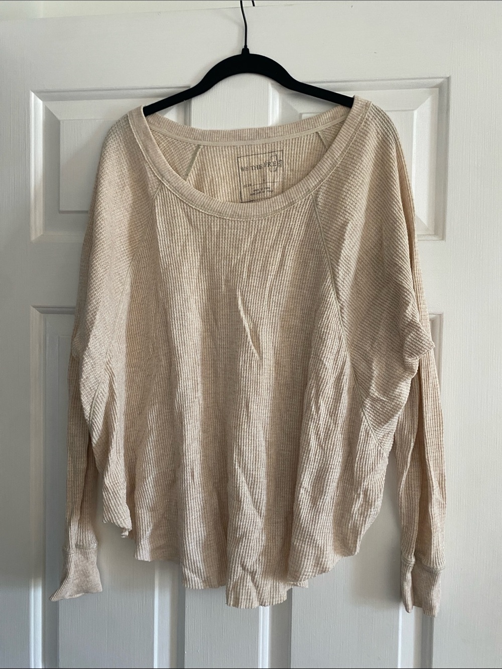 We The Free Cream Ribbed Long-Sleeve Pullover